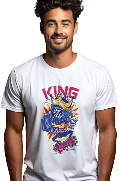 StoryGift Romania Tricou Barbati Cu Silueta Om Cu Cap Montitor Pe Skateboard,...