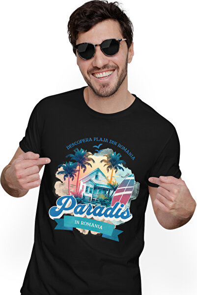 StoryGift Romania Tricou Barbati Paradis - Descopera Plaja Din Romania Cu Imp...