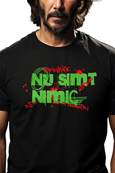 StoryGift Romania Tricou Barbati Text Graffiti Nu Simt Nimic Cu Imprimeu Pe F...