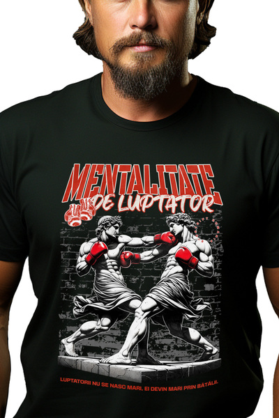 StoryGift Romania Tricou Barbati Statui Grecesti Lupta Box Mentalitate De Lup...