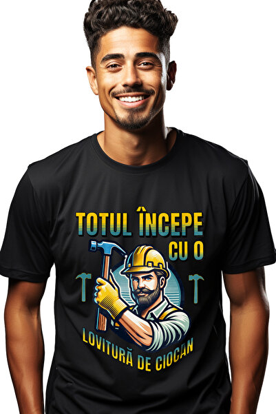 StoryGift Romania Tricou Barbati Barbat Constructor Totul Începe Cu O Lovitur...