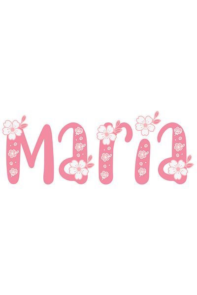 StoryGift Romania Sticker Eticheta 50CM Cu Numele Maria, Flori, Colorat, Roz, Dragut cu Margini Albe, PVC Vinyl 50 cm