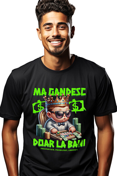 StoryGift Romania Men's T-Shirt King Child In Casino Costume - I Only Think About Money With Print On Left Side