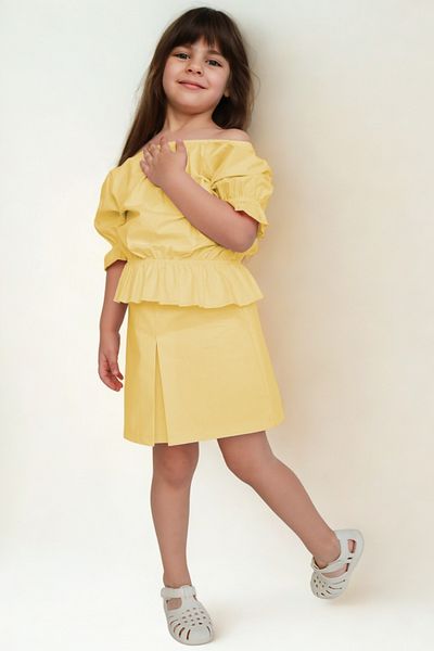 Parla Kids Girl's Alina Madonna Yellow Skirt Blouse Set