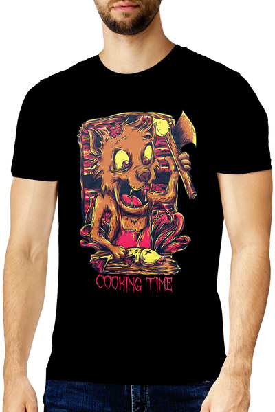 StoryGift Romania Tricou Barbati Cu Portret Pisica Nebuna Cu Un Topor Si Pest...