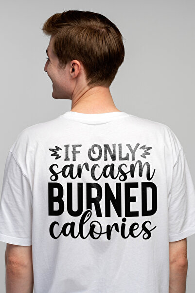 StoryGift Romania Tricou bărbătesc cu mesajul „dacă sarcasmul ar arde calorii...