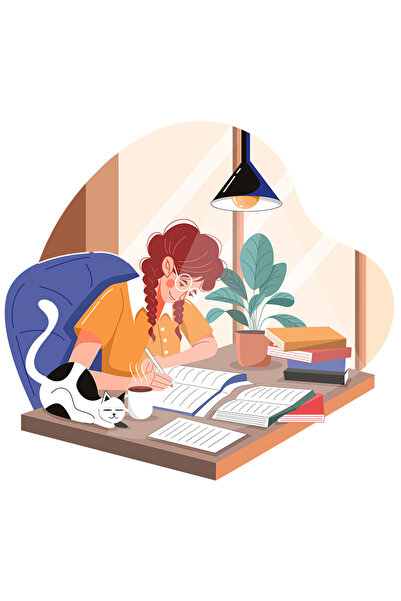 StoryGift Romania Sticker Eticheta 40CM Cu Cafea, Pisica, Lampa, Birou, Carti...