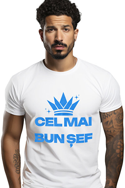 StoryGift Romania Tricou Barbati Cel Mai Bun Sef Coaroana De Rege, Munca, Pat...