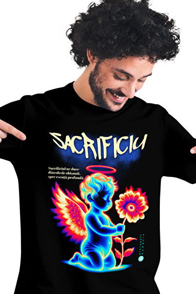 StoryGift Romania Tricou Barbati Sacrificiu Inger Bebelus Cu Floare Radiatii ...