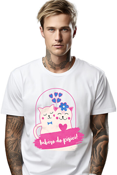 StoryGift Romania Tricou Barbati Pisici Indragostite Valentine's Day Cuplu Iu...