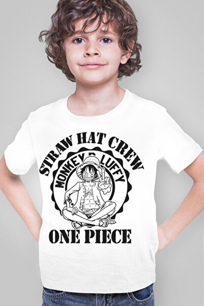 ROCKANDROLL One Piece logo bela majica kratkih rukava za dečake T-shirt