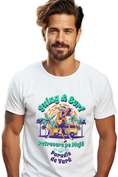 StoryGift Romania Tricou Barbati Swing Si Surf, Petrecere Pe Plaja Cuplu Cu I...
