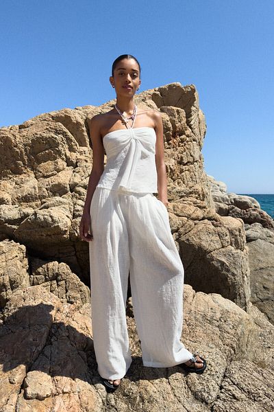 Bershka Wide-leg Rustic Trousers With Darts