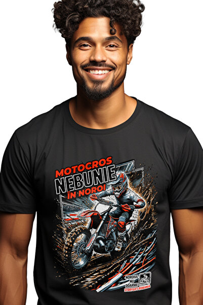 StoryGift Romania Tricou Barbati Om Pe Motocros Sport Nebunie În Noroi Cu Imp...