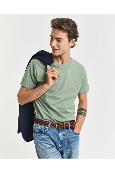 Gant Erkek Yeşil Slim Fit Bisiklet Yaka T-Shirt