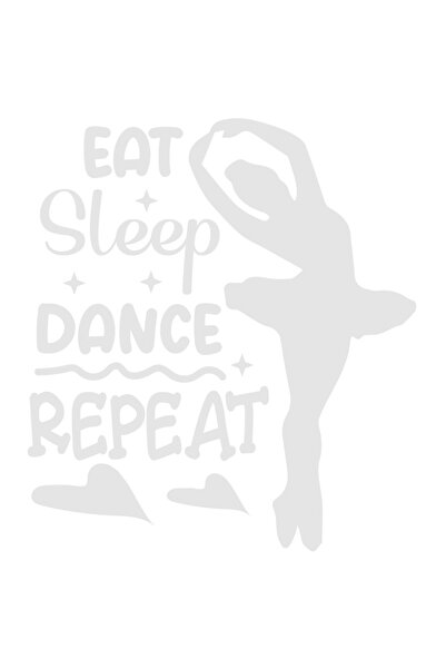 StoryGift Romania Sticker Autocolant 30CM Exterior cu inimioare si mesajul "Eat sleep, dance, repeat" - mananca