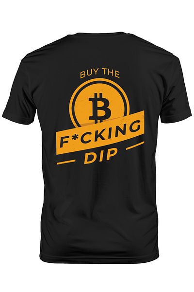 StoryGift Romania Men's T-shirt With Bitcoin, Text In English Buy The F**king Dip, Virtual Coins, Invest Stg