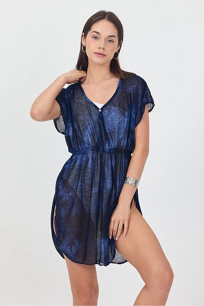 Bysenby Φόρεμα παραλίας BYSEN Deep Blue με ελαστική μέση
