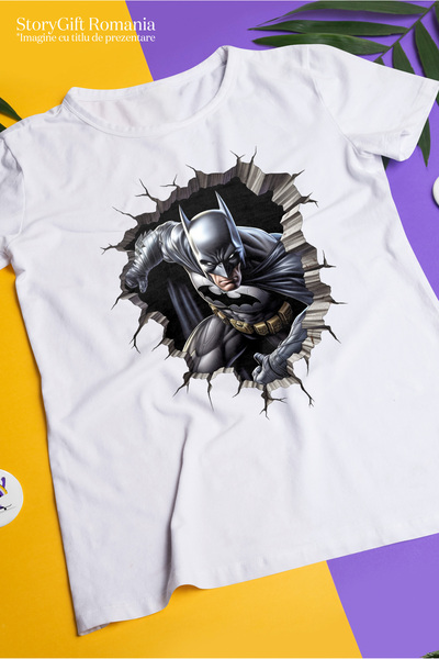 StoryGift Romania Tricou Barbati Cu Batman Supererou Care Iese Din Pestera, Lupta, Razboinic, Marvel, Liliac Stg