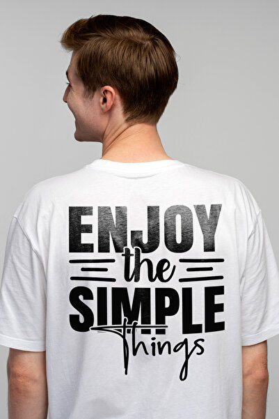 StoryGift Romania Tricou bărbătesc cu text motivațional în engleză „enjoy The Simple Things” - Bucurăști
