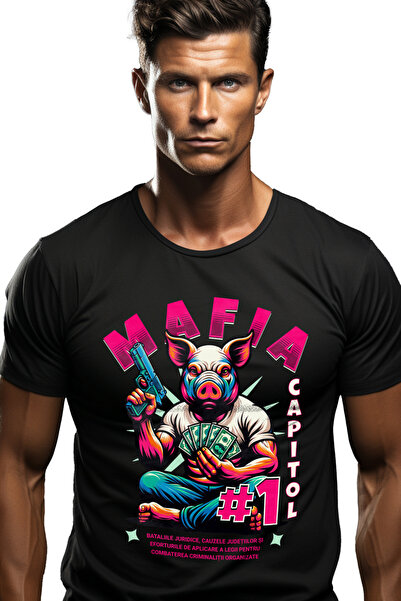 StoryGift Romania Tricou Barbati Porc Mafia Pistol Bani Capitol 1 Lume Digita...