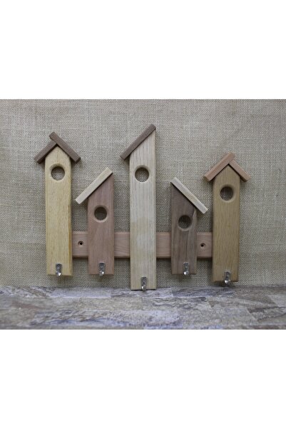 OBİDEV Ahşap Evler Anahtar Askısı Kahve Tonları