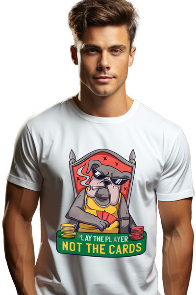 StoryGift Romania Tricou Barbati Cu Bulldog Carti De Joc Poker, Text In Engle...
