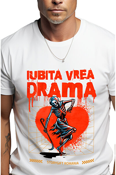 StoryGift Romania Tricou Barbati Schelete Moarte Cu Coasa Text Iubita Mea Vre...
