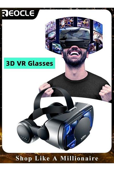 REOCLE VR Headset Glasses HD 3D VR Glasses Virtual Reality Headset for TV & Phone Movies & Video Games