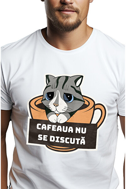 StoryGift Romania Tricou Barbati Pisica Trista In Cana Cu Cafea Text Cafeaua ...