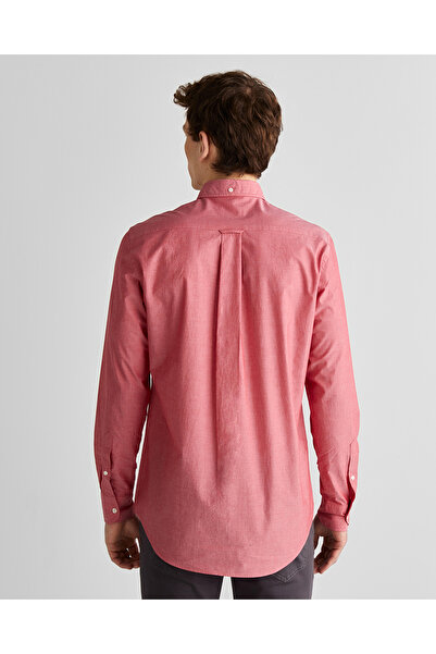 Gant Erkek Kırmızı Regular Fit Düğmeli Yaka Poplin Gömlek