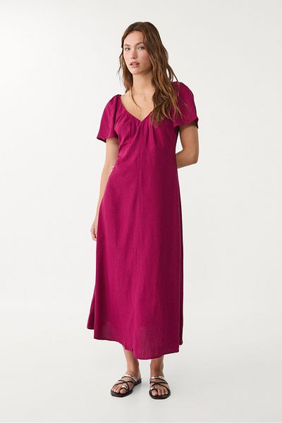 Stradivarius Flowing linen blend midi dress ADHA