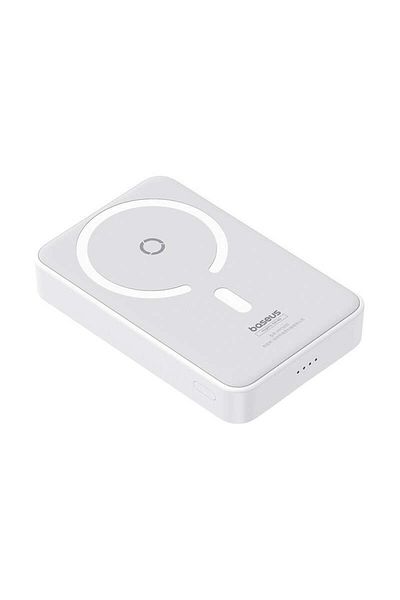 Baseus External Battery, Baseus, Magnetic, USB-C, 5000mAh, 20W, Cable Type-C, 3A, 30cm, Magnetic, White