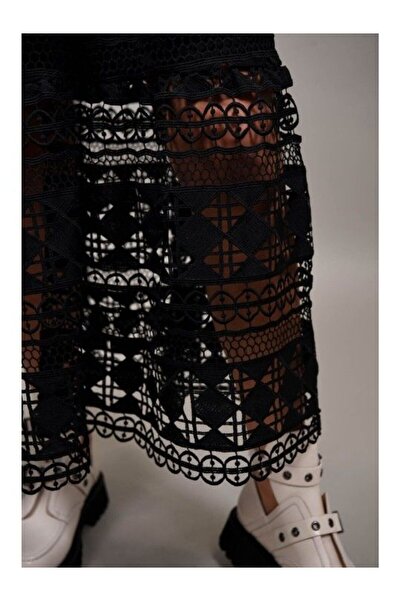 Y TWO WOMEN FUSTA LUNGA MACRAME SEMPLICITA TALIE UNICA Negru