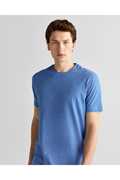 Gant Erkek Mavi Regular Fit Bisiklet Yaka Çizgili T-Shirt