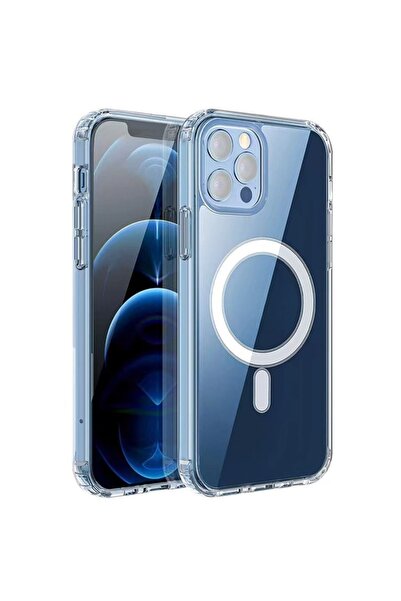 PSGT Apple Iphone (12 PROMAX) Kılıf Magsafe Wireless Şarj Destekli Şeffaf Kap...