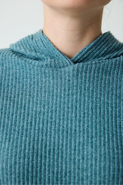 Penti Petrolgrünes, geripptes, weiches Sweatshirt mit Kapuze