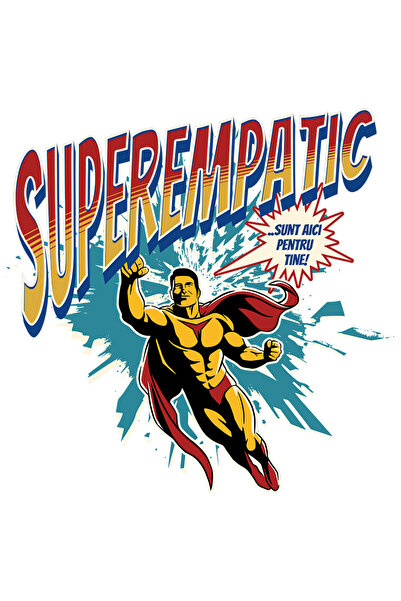 StoryGift Romania Sticker Adeziv 90CM Super Empatic SuperErou Sunt Aici Pentru Tine cu Margini Albe, PVC Vinyl 90 cm