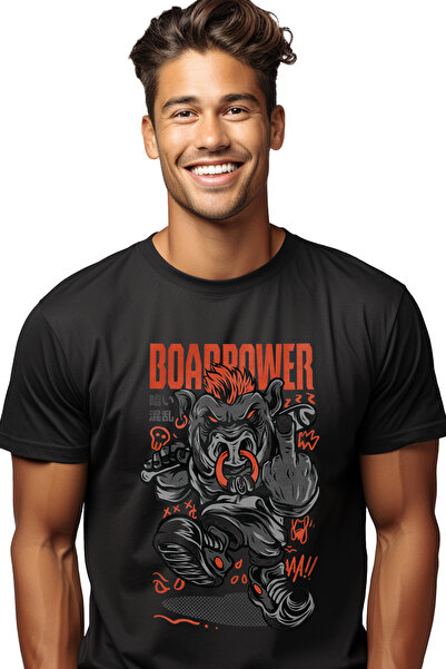 StoryGift Romania Tricou Barbati Cu Taur Nervos Aratand Semn Indecent Cu Bata De Baseball Si Creasta Rosie, Stg