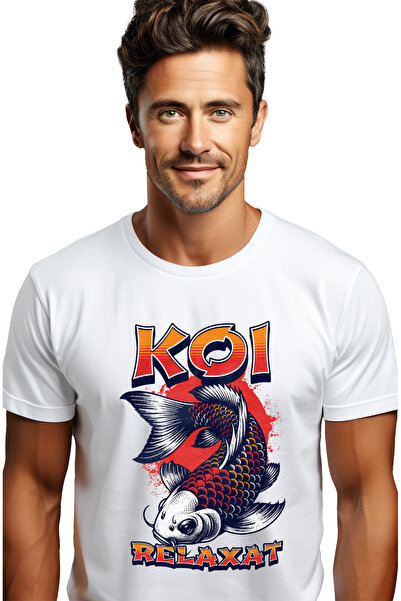 StoryGift Romania Tricou Barbati Peste Koi Relaxat, Iubitorii De Pescuit Cu I...