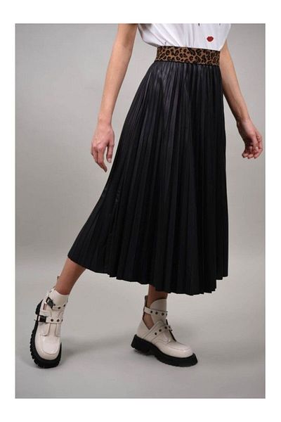 Y TWO WOMEN Fusta Lunga Plisata Gold Talie Unica Negru
