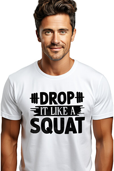 StoryGift Romania Tricou bărbătesc cu ganteră și mesajul „drop It Like A Squa...