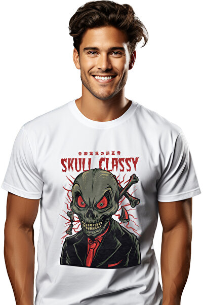 StoryGift Romania Tricou Barbati Cu Portret Schelete Craniu Om Cu Costum Cama...