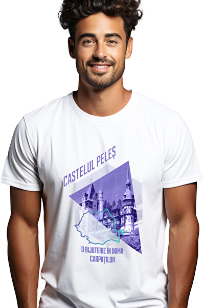 StoryGift Romania Tricou Barbati Castelul Peles O Bijuterie In Inima Carpatil...