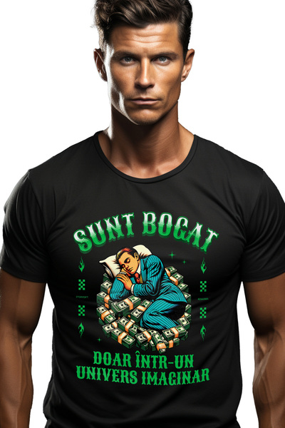 StoryGift Romania Tricou Barbati Barbat Doarme Pe Teanc De Bancnote Text Sunt...