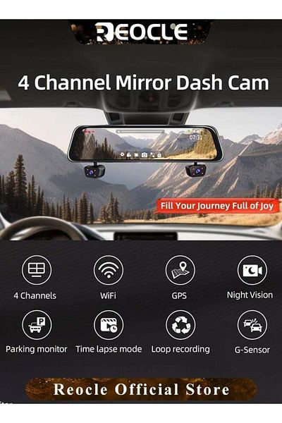 REOCLE 2K Mirror Dash Cam Backup Camera 1080P Full HD Smart Rearview Mirror