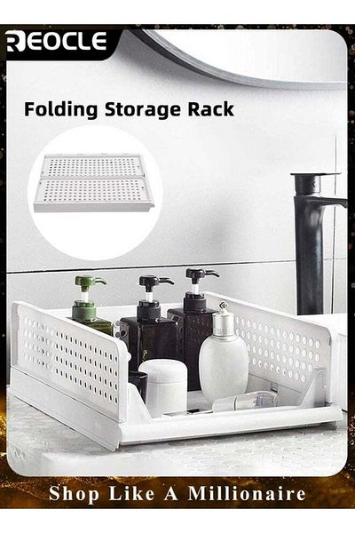 REOCLE Closet Organizer Stackable Folding Wardrobe Storage Box Kid Toy Food Rack for Wardrobe