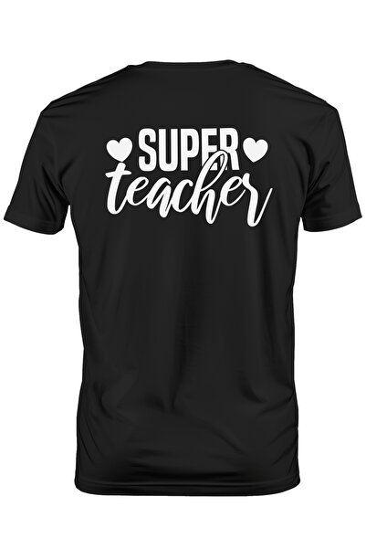 StoryGift Romania Men's T-shirt For A Teacher Loved By Students With The Message "super Teacher" - Stg Hearts