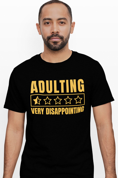 StoryGift Romania Tricou Barbati Cu Text Adulting Very Disappointing, Jumatat...