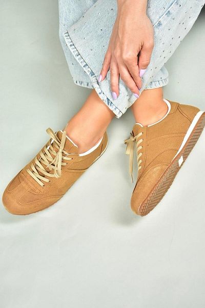 Fox Shoes U652846202 Tan Suede Women's Sports Shoes Sneakers